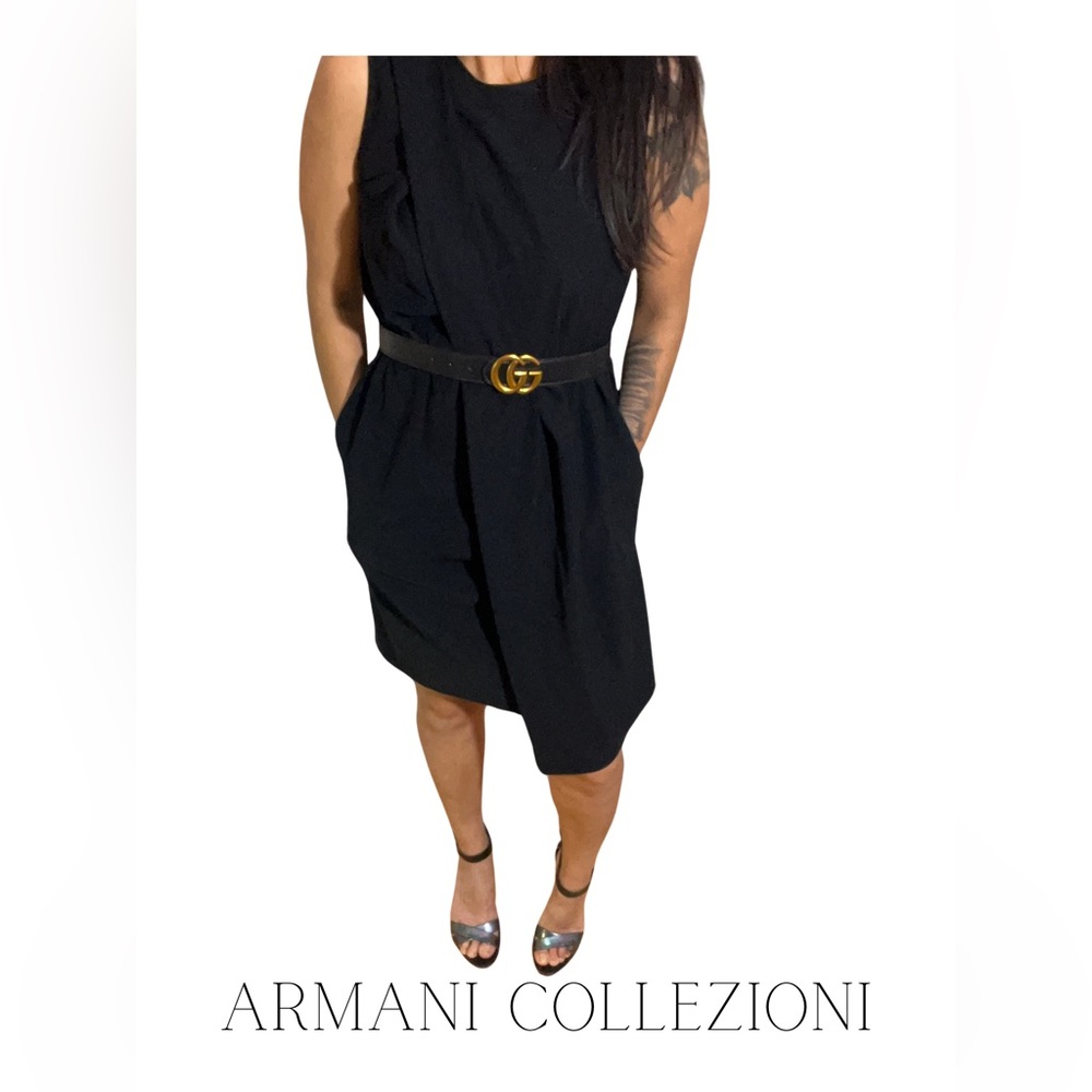 Armani Collezioni Black asymmetrical Dress Over the knee sleeveless size 4